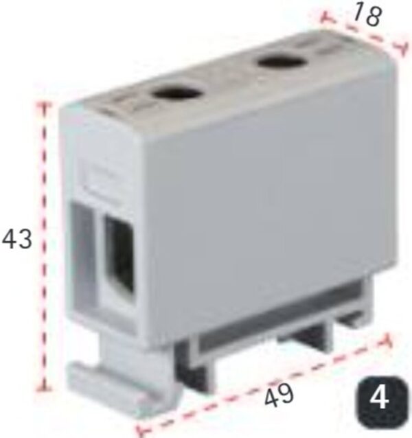 Koblingsstykker, KV 1X50 GRÅ AL/CU DIN