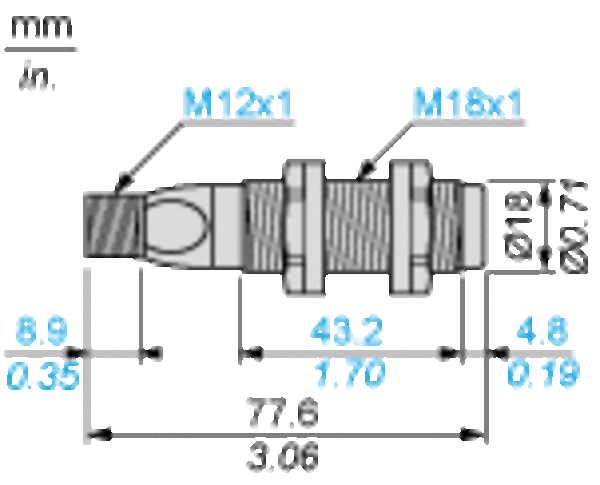 ultralydsensor sylindrisk M18 Sn 0,5 m NO M12 tilkobling