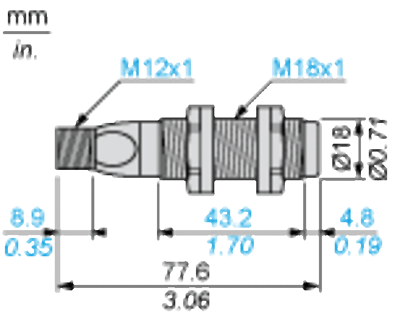 ultralydsensor sylindrisk M18 Sn 0,5 m NO M12 tilkobling - Bilde 2