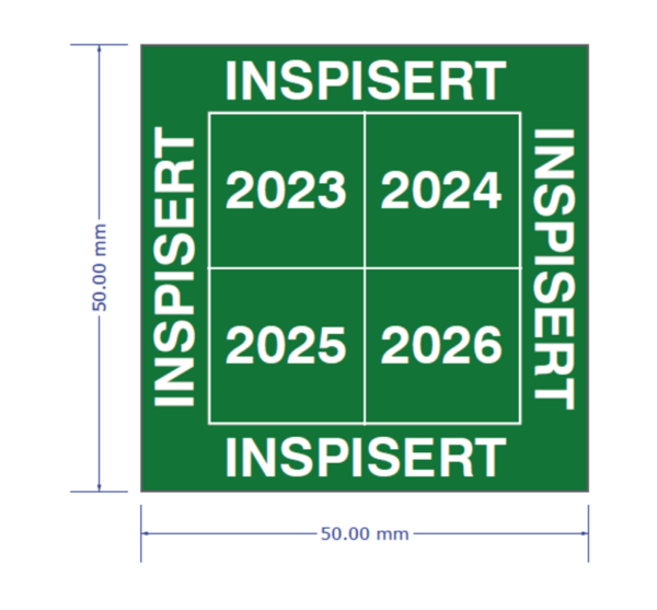 Skilt med trykk, B851 - Råtekontroll-2023 tom 2026 - 5cmx5cm grønn 1000stk.
