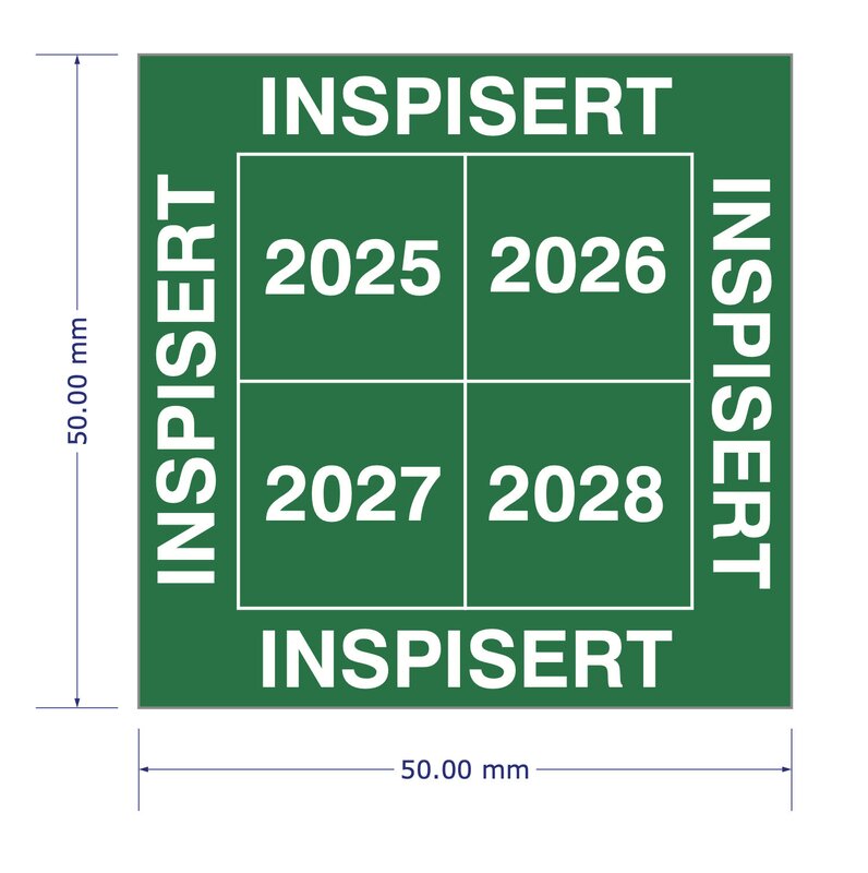 Skilt med trykk, B851-2024 TOM 2028 - 5CMX5CM GRØNN 100 STK - Bilde 1