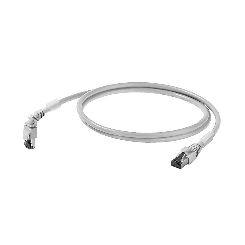 Nettverk OT, Kabel, PATCH KABEL, CAT.6A, GRÅ, VINKLET NED, 0,5M - Bilde 1