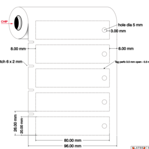 Skilt til  maskin, EPREP SPES. U/LIM HVIT 80X20MM M/HULL B33-B7593 - Bilde 2