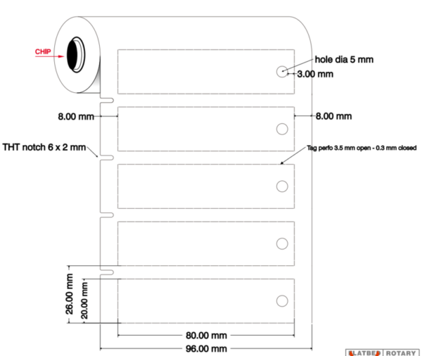 Skilt til  maskin, EPREP SPES. U/LIM HVIT 80X20MM M/HULL B33-B7593