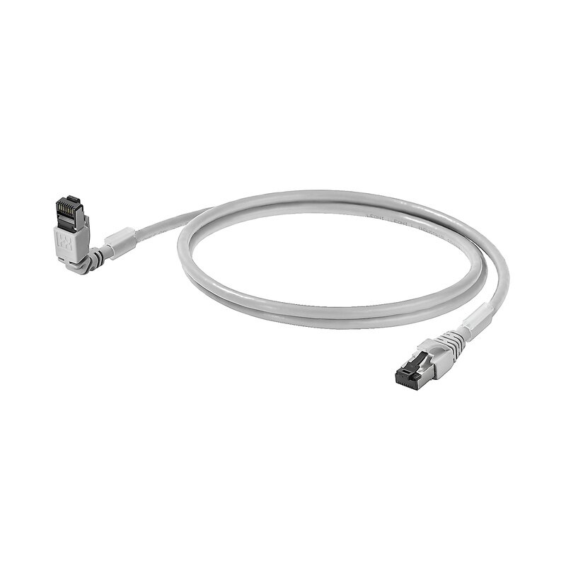 Nettverk OT, Kabel, PATCH KABEL, CAT.6A, GRÅ, VINKLET OPP, 0,5M - Bilde 1