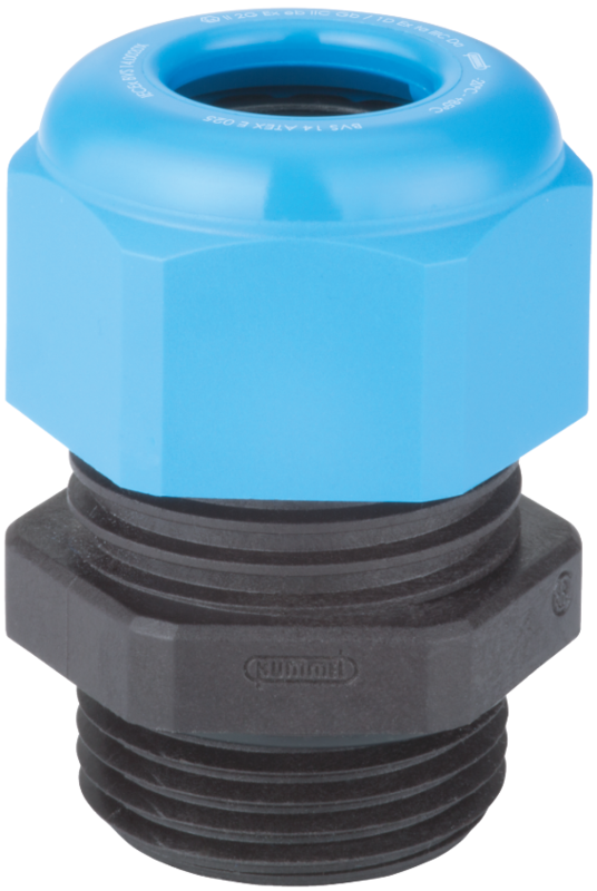 Nippel, EX PLAST M20X1,5 Ø6-12 MM BLÅ/SORT HSK-K-EX-ACTIVE