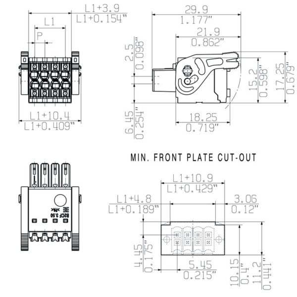 Pluggbare, KONTAKTER B2CF 3.50/10/180LH SN BK BX