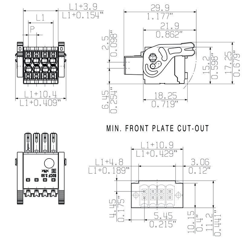 Pluggbare, KONTAKTER B2CF 3.50/10/180LH SN BK BX - Bilde 2