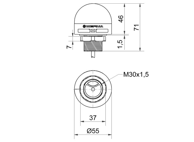 Lyd, LED Lampe med lyd, MC55 RGB Blinking Buzzer Cable 10-30VDC - Bilde 2