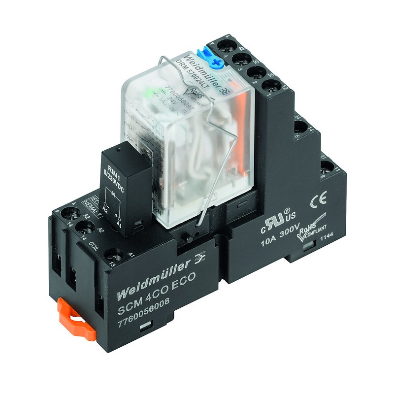 Releer og analoge skiller, Mekanisk, DRMKIT 24VDC 4CO LD/PB - Bilde 1