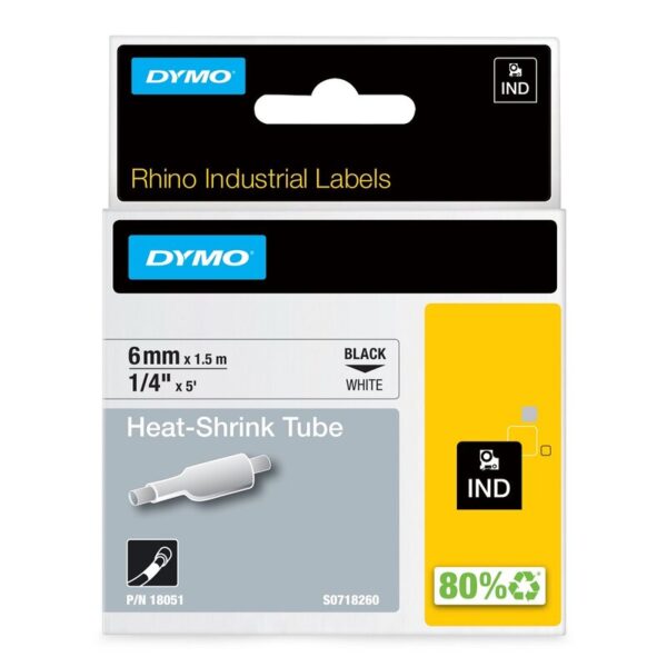 Ledningsmerker til maskin, RHINO KRYMPESTRØMPE 6MM SORT/HVIT