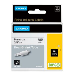 Ledningsmerker til maskin, RHINO KRYMPESTRØMPE 9MM SORT/HVIT - Bilde 1