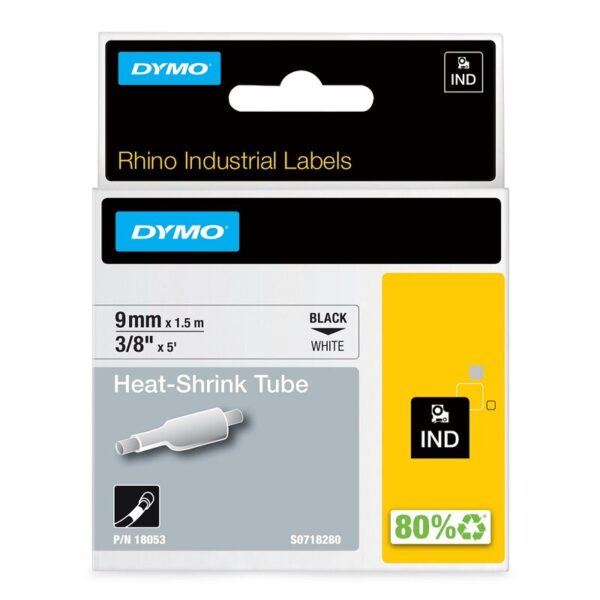 Ledningsmerker til maskin, RHINO KRYMPESTRØMPE 9MM SORT/HVIT