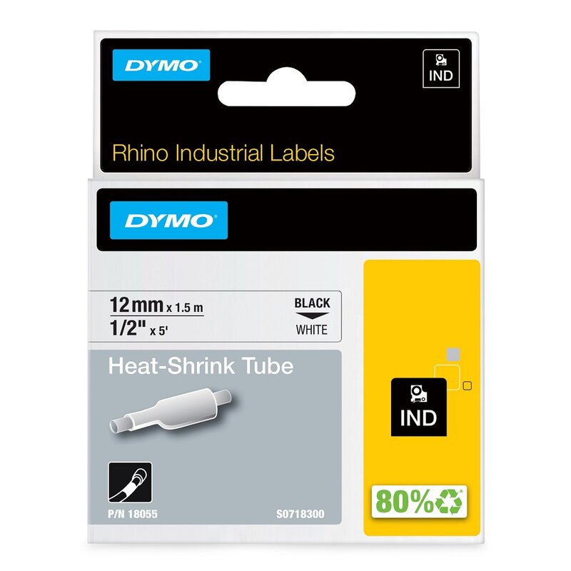 Ledningsmerker til maskin, RHINO KRYMPESTRØMPE 12MM SORT/HVIT - Bilde 1