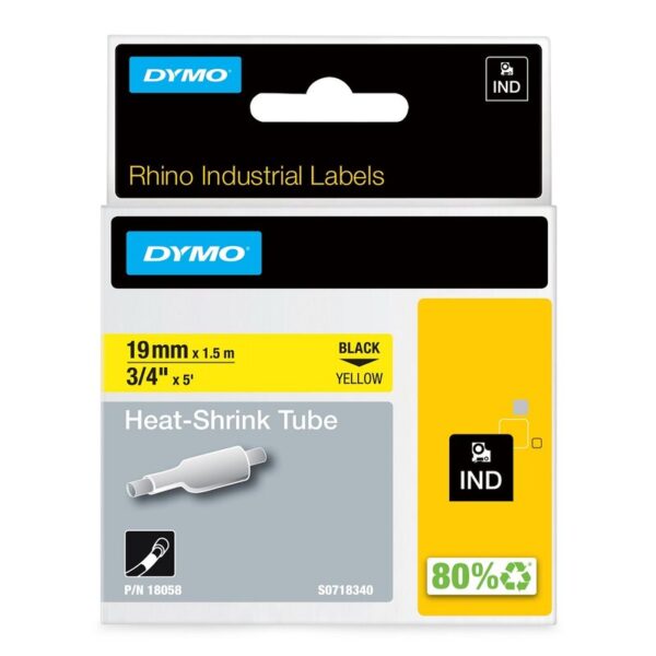 Ledningsmerker til maskin, RHINO KRYMPESTRØMPE 19MM SORT/GUL