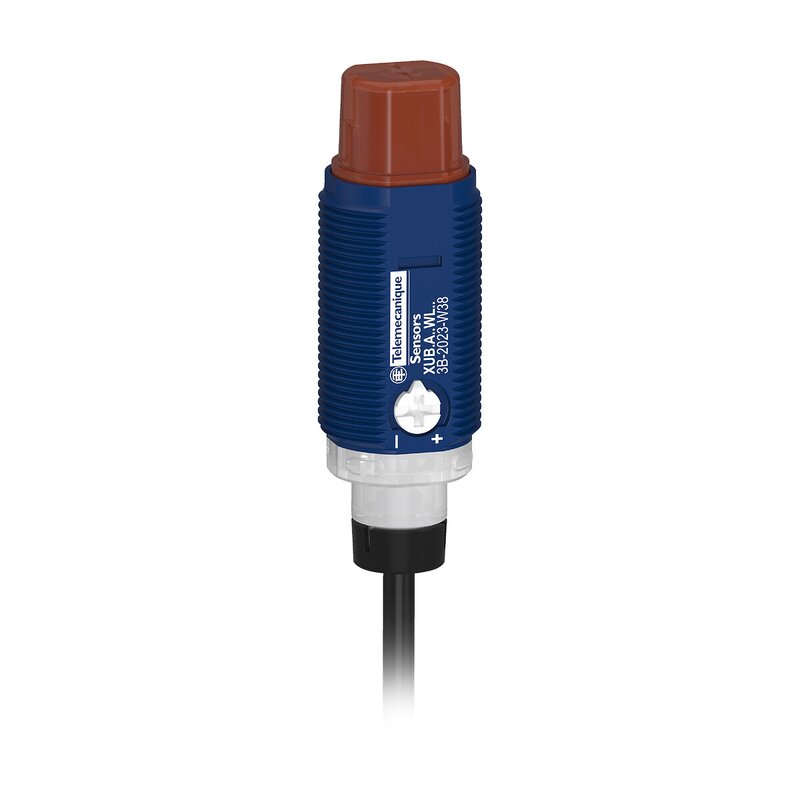 FOTOELEKTRISK SENSOR SYLINDRISK PLASTVINKEL BAKGRUNNSDEMPING SN0,3M NPN INGEN NC-KABEL 2M 24V - Bilde 1