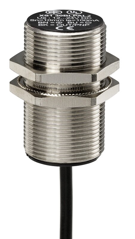 Induktiv tilstedeværelsesensor XS, induktiv sensor XS5 M30, L62 mm, messing, Sn10 mm, 12...48 VDC, kabel 2 m