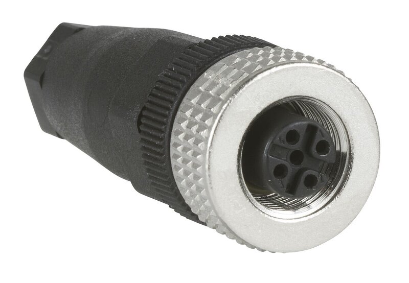 Rett kontakt, Hunn, M12, 4-pins, Kablenippel PG7 - Bilde 1