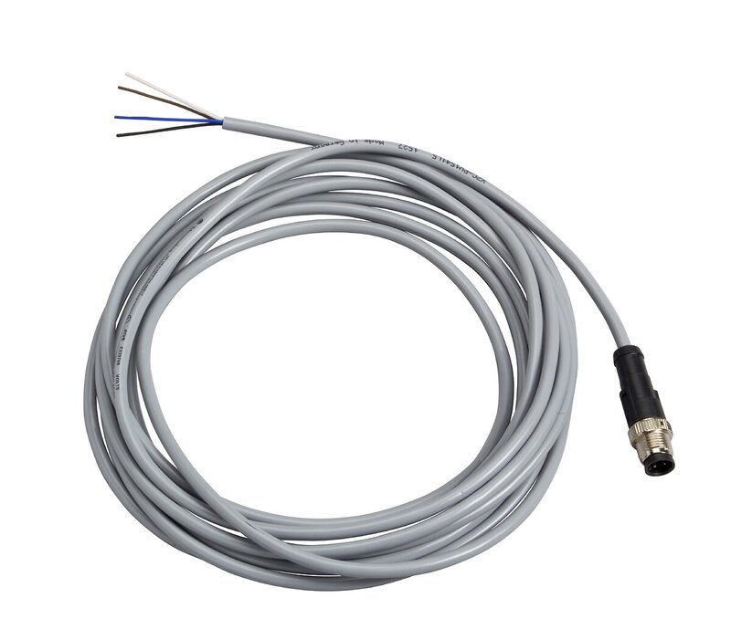 FORHÅNDSKOBLET KONTAKT, PVC, HANN, M12, 4 pinner, RETT, 5M - Bilde 1