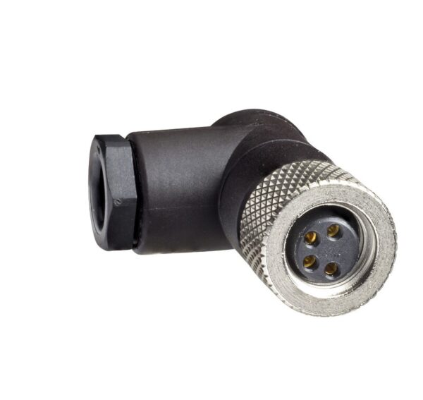 kvinne, M8, 4-pins, albueformet konnekt til r-kabelkjertelen M9,5 x 1