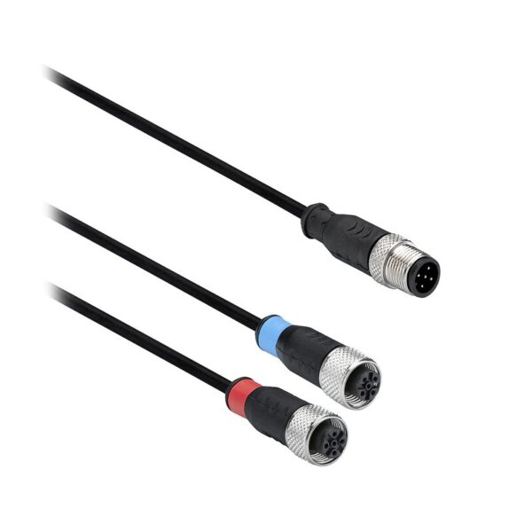 Y-M12 5-POLS SPLITTER-MOTTAKER FOR SIKKERHETSLYSGARDIN INTEGRERT DEMPING