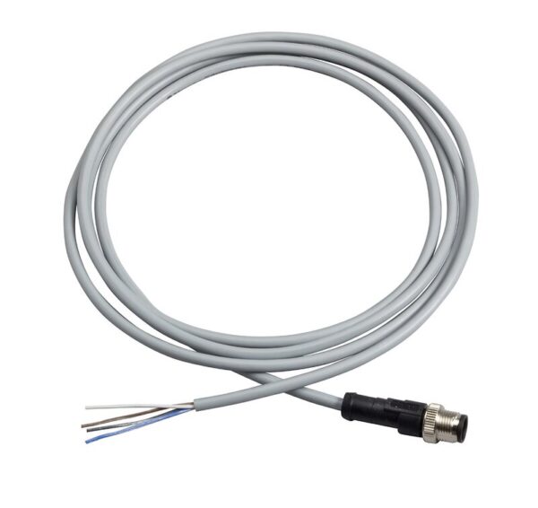 FORHÅNDSKOBLET KONTAKT, PVC, HANN, M12, 4 PINGER, RETT, 2M