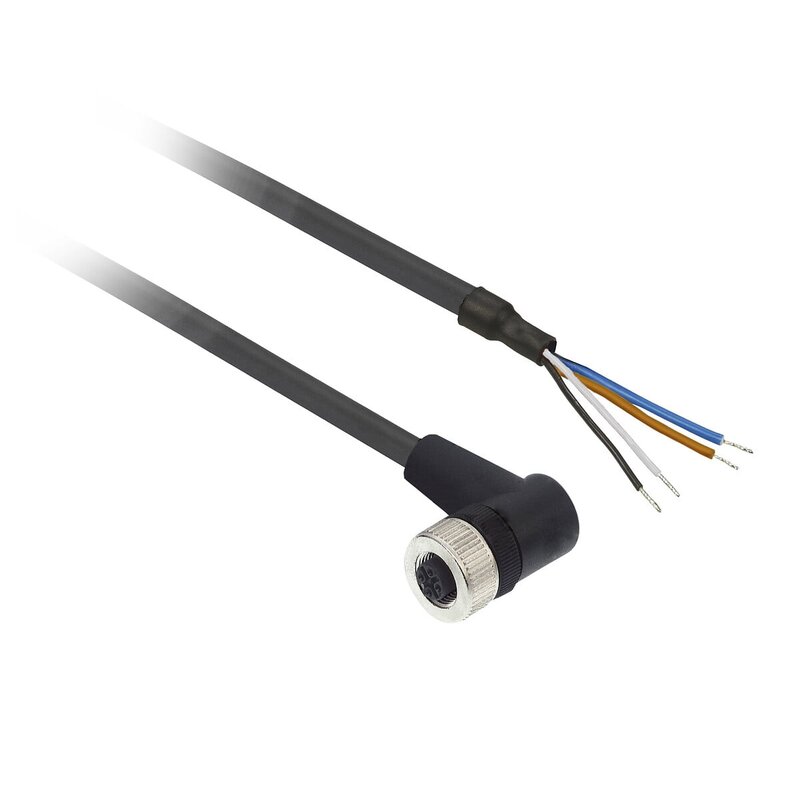 Forhåndskoblet kontakt XZ, albueformet hunn, M12, 4 pinner, kabel PUR 20 m - Bilde 1