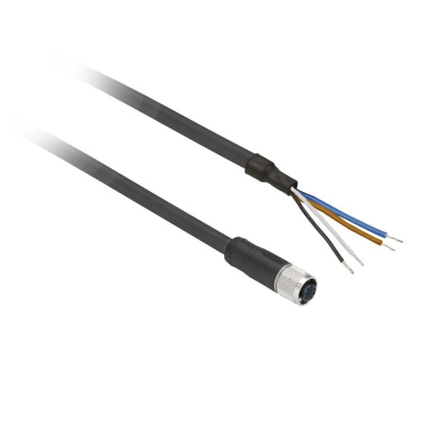 Forhåndskoblet kontakt , PVC, Hunn, M12, 4 PINNER, RETT, 5M