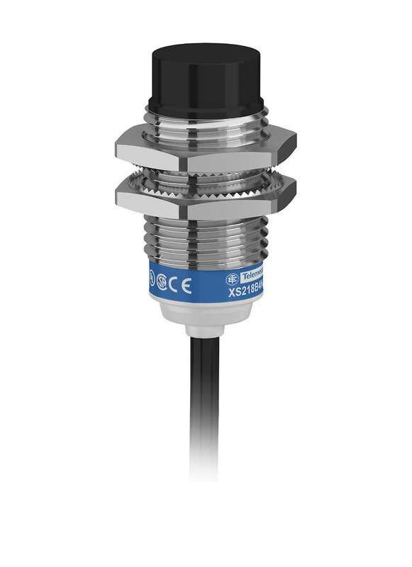 Induktiv tilstedeværelsesensor XS, induktiv sensor XS2 M18, L41 mm, messing, Sn16 mm, 12...24 VDC, kabel 2 m