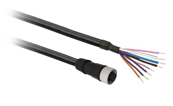 Forhåndskoblet kontakt XZ, rett hunn, M12, 8 pinner, kabel PUR 10 m