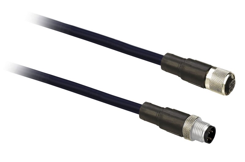 JUMPER PUR SKJERMET KABEL MED 4 LEDERE, M12 RETT HANN, M12 RETT FE - Bilde 1