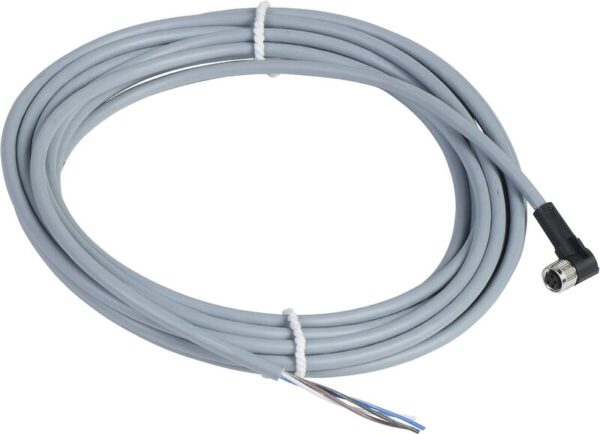 FORHÅNDSKOBLET KONTAKT, PVC, HUNN, M8, 4 PINNER, ALBUE, 5M