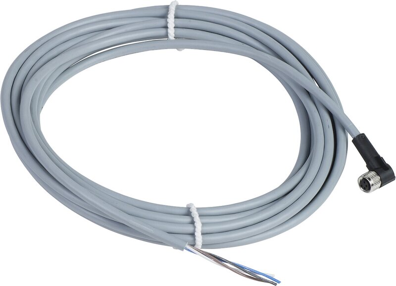 FORHÅNDSKOBLET KONTAKT, PVC, HUNN, M8, 4 PINNER, ALBUE, 5M - Bilde 1
