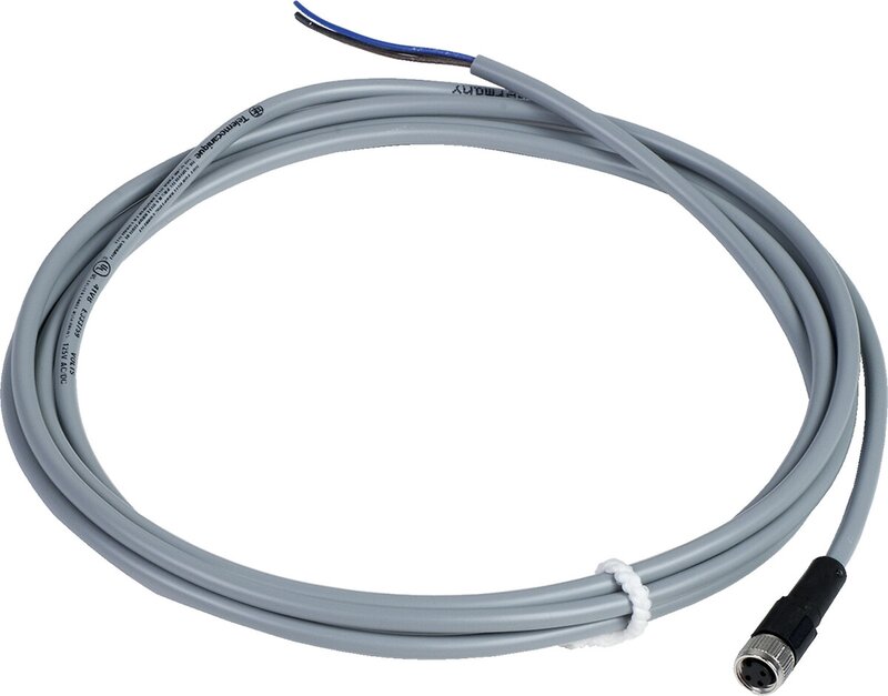 FORHÅNDSKOBLET KONTAKT, PVC, HUNN, M8, 3 PINGER, RETT, 2M - Bilde 1