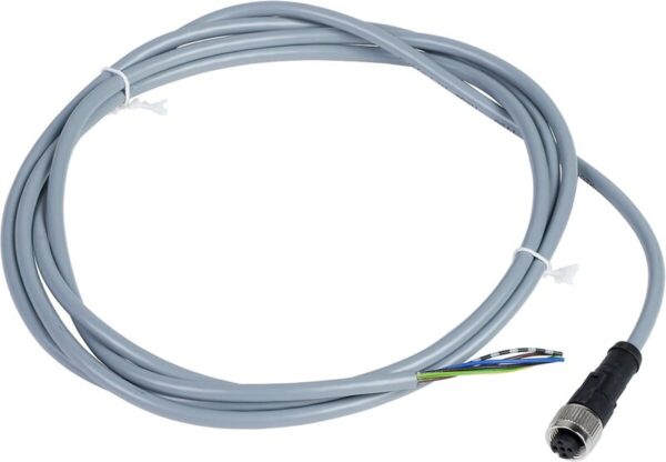 FORHÅNDSKOBLET KONTAKT, PVC, HUNN, M12, 5 PINGER, RETT, 2M