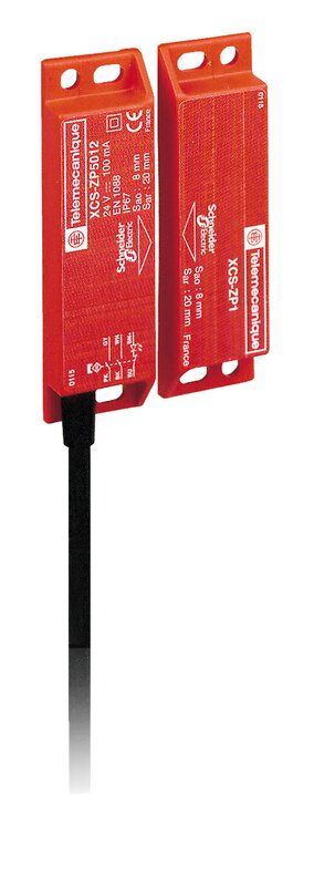 Maskinsikkerhet, Kodet magnetbryter, 1 NC + 2 NO, 1 NO staggered, 2 m
