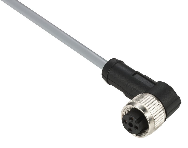 FORHÅNDSKOBLET PVC-KONTAKT, HUNN M12 ALBUE, 5 LEDNINGER, 2M - Bilde 1
