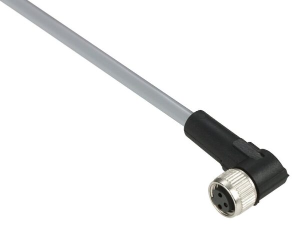 FORHÅNDSKOBLET KONTAKT, PVC, HUNN, M8, 3 PINNER, ALBUE, 10M