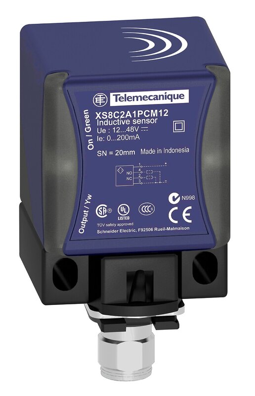 Induktiv tilstedeværelsesensor XS, induktiv sensor XS8 40x40x70, PBT, Sn40 mm, 12...48 VDC, M12