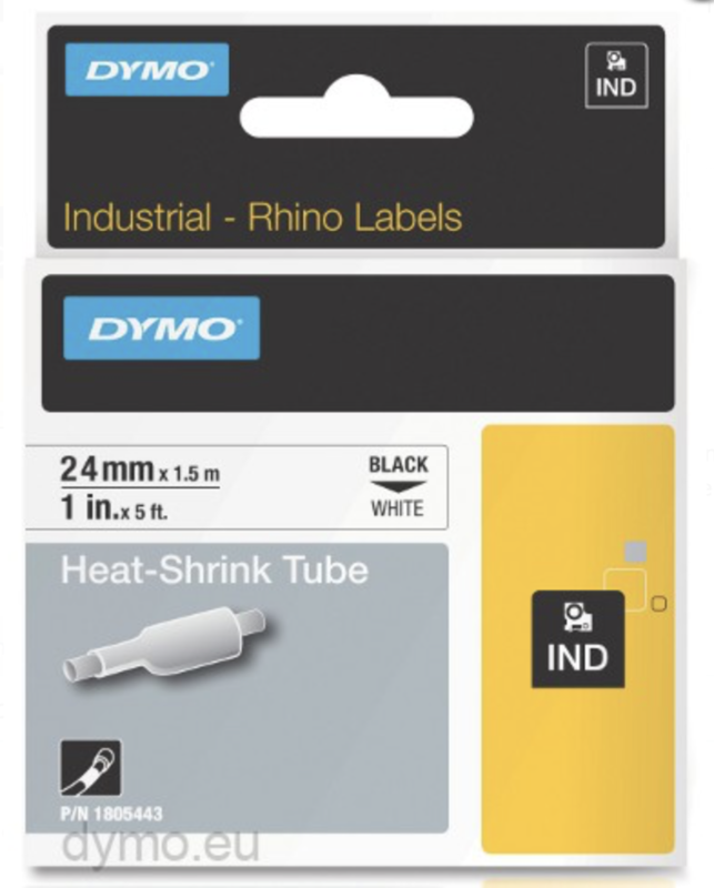 Ledningsmerker til maskin, RHINO KRYMPESTRØMPE 24MM SORT/HVIT - Bilde 1
