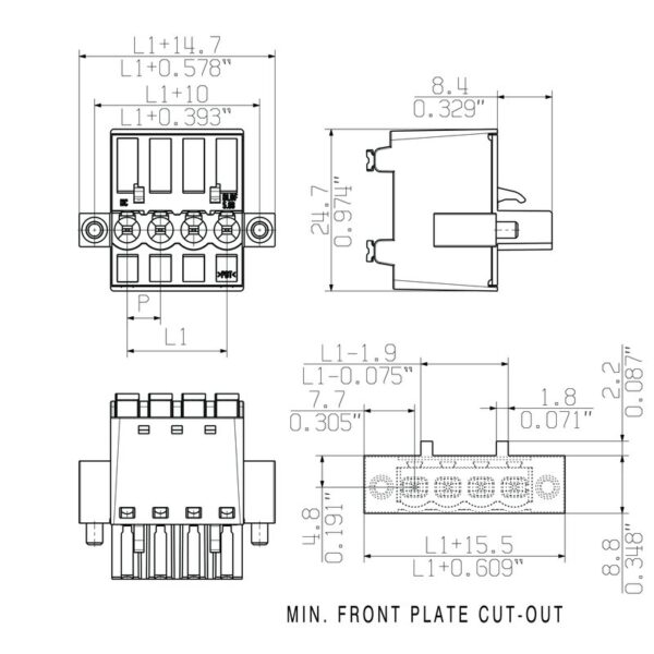 Pluggbare, KONTAKTER BLDF 5,08/ 2/180F SN BK BX