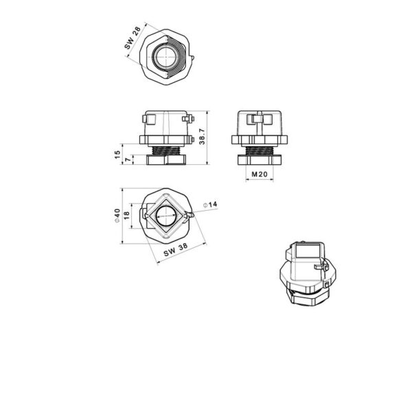 Nippel, CABTITE CGS M20 BK