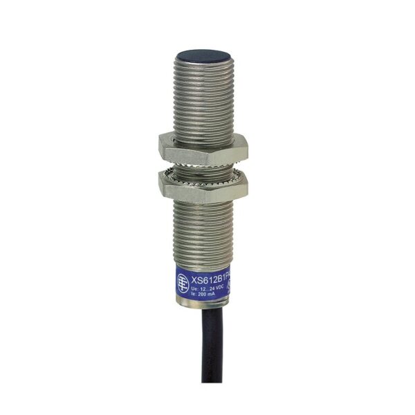 Induktiv tilstedeværelsesensor XS, induktiv sensor XS6 M12, L54 mm, messing, Sn4 mm, 24...240 VAC/DC, kabel 2 m