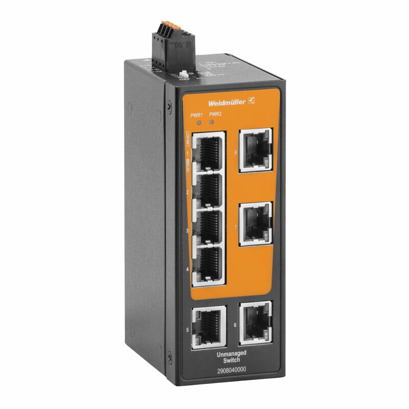 Nettverk OT, Switch, IE-SW-BLB-08-8TX, SVITSJ, 8 RJ45 PORTER, DIN MONTASJE, 24VDC - Bilde 1