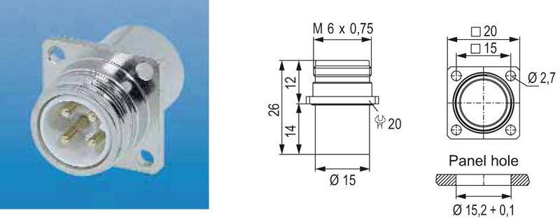 Panelkontakt, M16,UTV.GJ.4HULL,2,7 7840200000 - Bilde 1