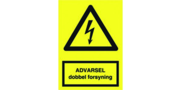 Skilt med trykk, Y645833 - Advarsel dobbel forsyning 105X75