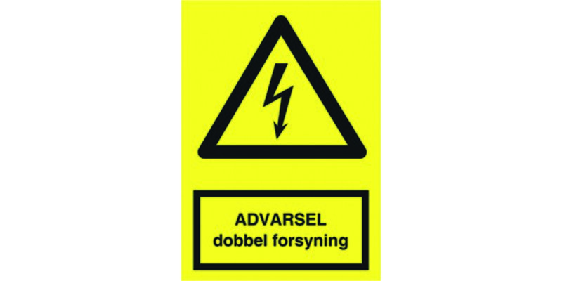 Skilt med trykk, Y645833 - Advarsel dobbel forsyning 105X75 - Bilde 1