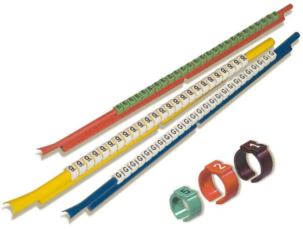 Ledningsmerking med trykk, PS-02 1 (0,5MM2) SORT PÅ HVIT, PK.A 10 PINNER
