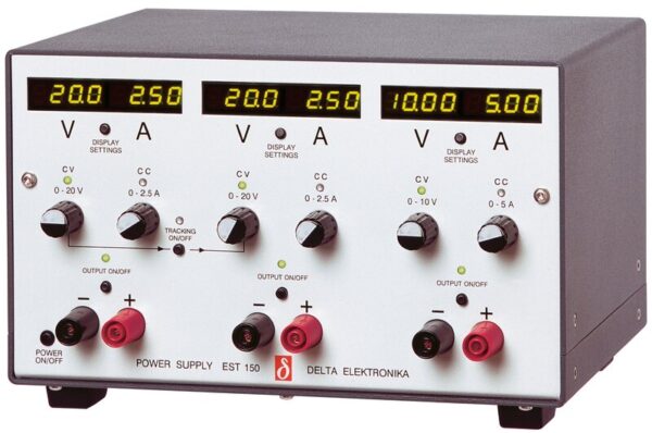 Strømforsyning AC/DC, 150 W, trippel utgang, 2x 0-20 V 0-10 V, 0-2