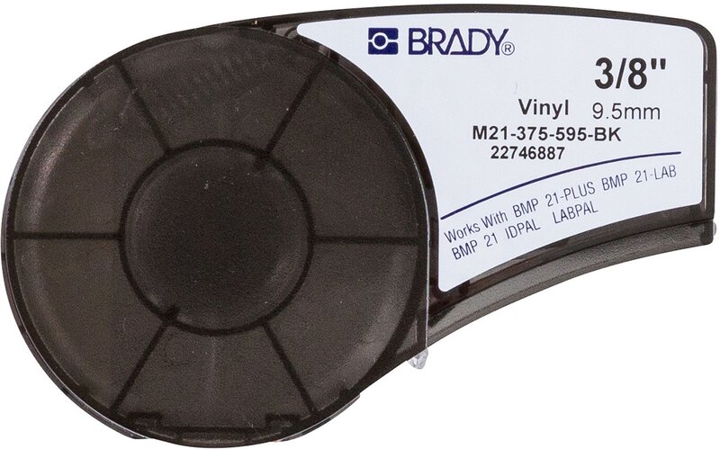 Tape til maskin, VINYL F/BMP-21, 9,5MM HVIT/SORT - Bilde 1